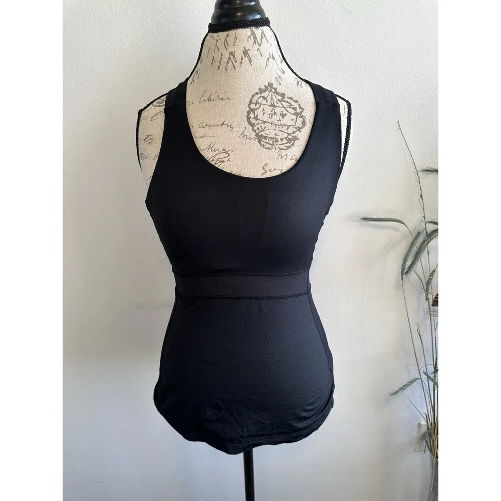 Lululemon Work It Out Tank Top Yoga Shelf Bra Stretch Sleeveless In Black Size 4